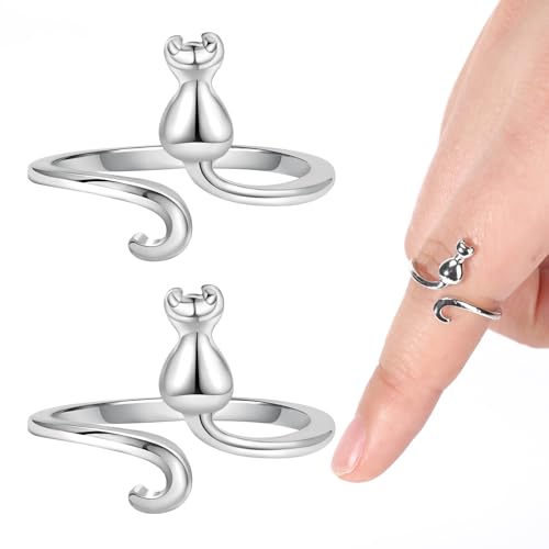 Namifin Crochet Ring for Fingure Adjustable Crochet Tension Ring Yarn Tension Rings Easy Crocheting Crochet Accessories Mother Grandma Thanksgiving Presents - color: Elegant Crochet Cat Ring
