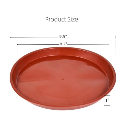 Kichwit 6 Pack 9.5 Inch (8.2 Inch Base) Plant Saucer, Round Plastic Plant Trays for Indoor & Outdoor, Brown - color: Brown, size: 9.5"(6 Pack)