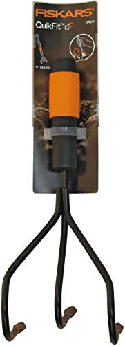 Fiskars QuikFit 3 Prong Cultivator, for Optimal Bed Preparation and Care, Tool Head, Length: 31 cm, Width: 12.5 cm, Black/Orange, 1000680 - style: Cultivator