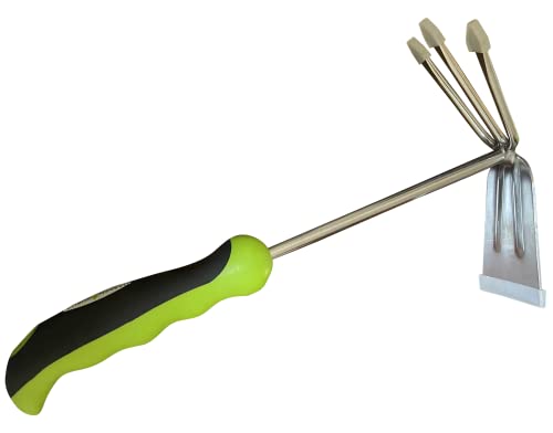 Garden Guru Hand Cultivator Rake Hoe Tiller Tool - Stainless Steel for Ultimate Strength - Rust Resistant - Ergonomic Handle - Great for Gardening Cultivating Loosening Weeding - size: 1 Pack