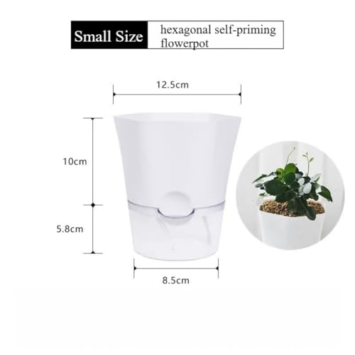 Self Watering Planter for Indoor Plants, Automatic Watering Flower Pot with Water Level Indicator, Resin Ceramic Look Plastic Pot for Pothos Orchids Succulents, White, Small 4.9 Inch or Large 6.5 Inch - color: White-a