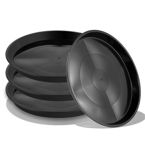 Kichwit 4 Pack 13.5 Inch (12 Inch Base) Plant Saucer, Round, Black - color: Black, size: 13.5" (4 Pack)