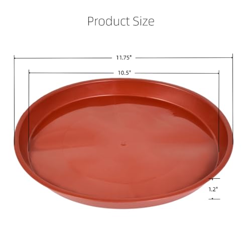 Kichwit 4 Pack 11.75 Inch (10.5 Inch Base) Plant Saucer, Round Plastic Plant Trays for Indoor & Outdoor, Brown - color: Brown, size: 11.75" (4 Pack)