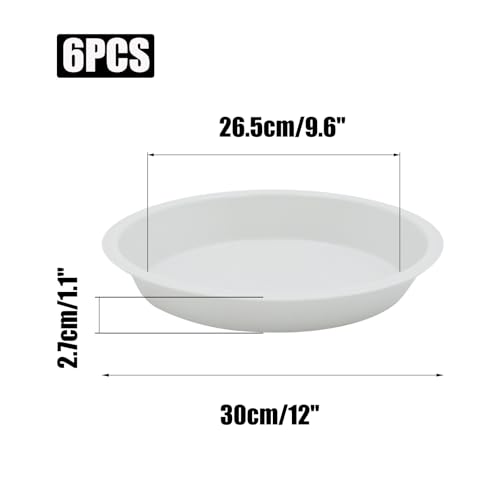 6 Pack 12 Inch White Plant Saucers Plastic Drip Trays for Pots - color: White, size: 12 Inch