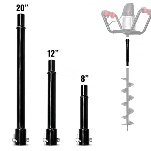 XtremepowerUS 3 Pieces Auger Extension Drill Bits (8", 12", 20" Length) Extension Earth Ice Auger Extension Set Post Hole Digger Replacement Compatible to 3/4" Shaft Post Hole Digger Replacement - size: Extension Set