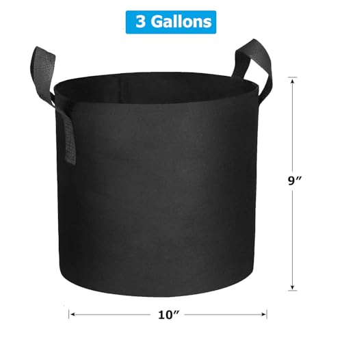 12 Packs 3 Gallon Grow Bags, Heavy Duty 300G Thickened Nonwoven Fabric Plant Pots with Handles - size: 3 Gallons