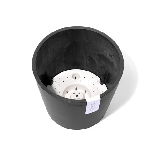 Ecopots Amsterdam Round Planter with Water Reservoir, Dark Grey, 12" - color: Dark Grey, size: 12 inches