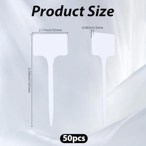 50Pcs 5.8 Inches White Plastic Plant Labels Large Waterproof Garden Markers PVC T-Type Durable Nursery Plant Tags for Vegetables Flowers Fruits Herbs Identification Indoor Outdoor Use - color: White