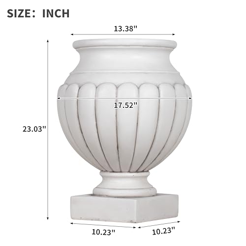 Merax 16.14" H Classical Heraldic Pedestal Urn Planter Weather-Resistant MGO Outdoor Flower Pot for Garden Patio and Front Porch Entrance,Gray - style: Classical Heraldic