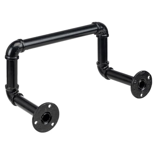 MyGift Wall Mounted Black Metal Garden Hose Holder with Pipe Design - color: Single Pipe