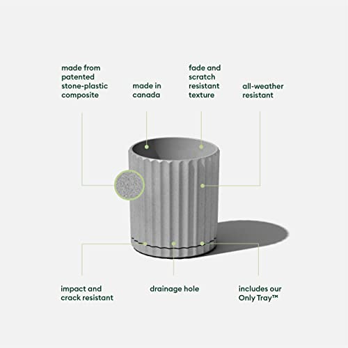 Veradek Demi Series Demi 6" Planter w/Tray, Grey - color: Gray, size: 6 inch