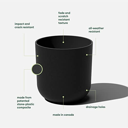 Veradek Mason Series Lima Planter - Large Round Outdoor Planter - color: Black, size: 15 inches - 2 Pack