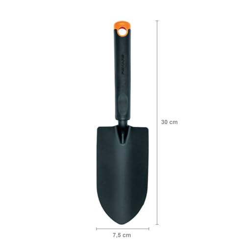 Fiskars Ergo Trowel, for Tough Soil, Length 30cm, Durable Steel Head/Plastic Handle, Black/Orange, 1027017 - style: Planter
