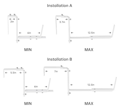 Y&M 2 Pack Window Box Brackets, Adjustable Railing Planter Box Brackets - size: 2p White