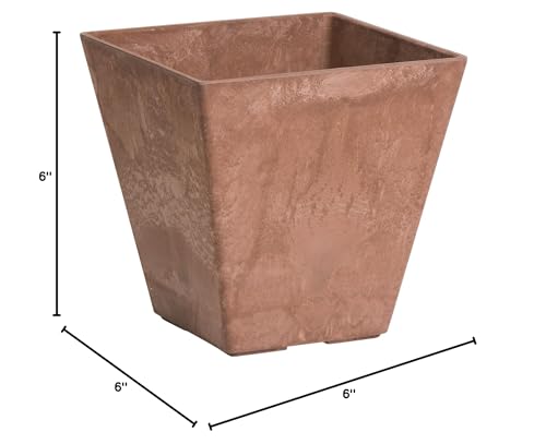 Novelty Artstone 35069 Ella Square Planter, Rust 6" - color: Rust, size: 6"