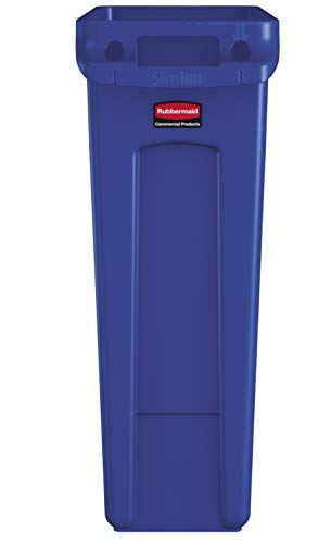 Rubbermaid Commercial Products Slim Jim Trash/Garbage Can with Venting Channels, 23-Gallon, Blue, for Kitchen/Office/Workspace, Pack of 4 - color: Blue, size: 23 Gal