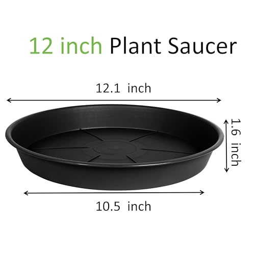 OVZILKI 2 Pack of Plant Saucer 12 inch, Black Plastic Flower Plant Pot Saucer, Heavy Duty Plant Drip Trays Saucers for Indoor, Plant Water Tray for Planters - color: Black, size: 12" - 2 Pack
