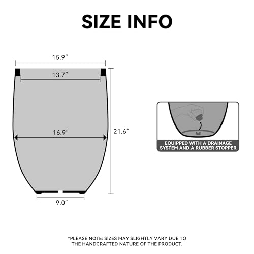 Kante Large Round Bullet Weathered Concrete Planter 21.7" Tall, Outdoor - color: Weathered Concrete, size: 21.7 Inch Tall
