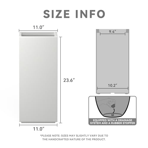 Kante Accent Column Square White Concrete Planter 23.6" H, Outdoor - color: Pure White, size: 23.6" H