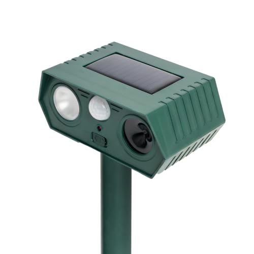 Solar Powered Mole Repeller Gopher Deterrent Outdoor Groundhog Repellent Ultrasonic Snake Armadillo Repeller Waterproof Effective for Yard Lawn Garden (4, Green)