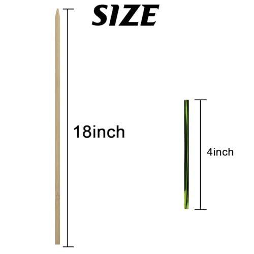 GXXMEI 100PCS 18" Bamboo Plant Stakes with 100PCS 4" Green Garden Ties, Plant Sticks Support, Floral Plant Support Wooden, Indoor Gardening Plant Supports, Wooden Sign Posting Garden Sticks