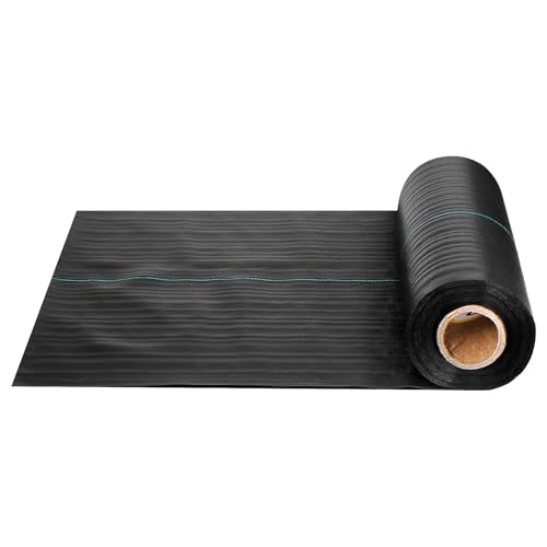 VEVOR Weed Barrier Fabric Heavy Duty, 1.3x100FT 3.2oz Landscape Fabric, Woven Weed Blocker Fabrics, Garden Fabrics Weeds Barrier, Weeds Control Ground Cover, Geotextile Webbing, Gardening Mat, Black - size: 1.3FT*100FT-3.2oz