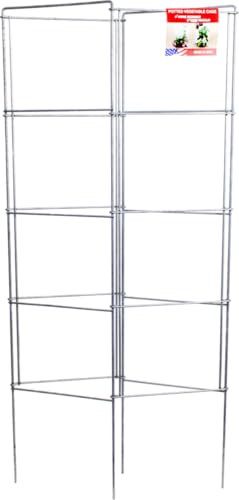 Cedar Ridge Square Foldable Potted Vegetable Cage – Heavy-Duty Plant Support for Containers & Small-Space Gardens – Ideal for Tomatoes, Peppers & Climbing Plants. Made in USA (9x40) – 3-Pack - size: 9 x 40 inches