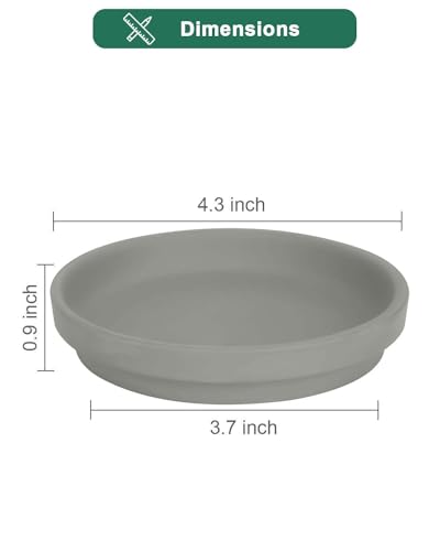 vensovo 4 Inch Grey Terracotta Pot Plant Saucer - 6 pcs Round Plant Pot Saucers, Clay Plant Trays Perfect for 3 Inch 3.5 Inch 4 Inch Flower Pot with Drainage Hole and Great for Indoor or Outdoor - color: Gray, size: 4 inch
