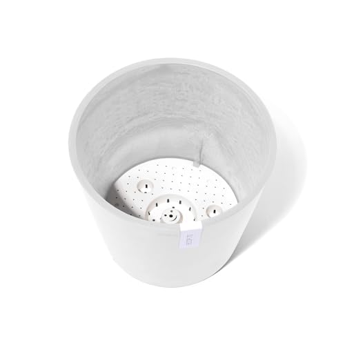 Ecopots Amsterdam Round Flower Planter with Reservoir, Pure White, 12" - color: Pure White, size: 12 inches