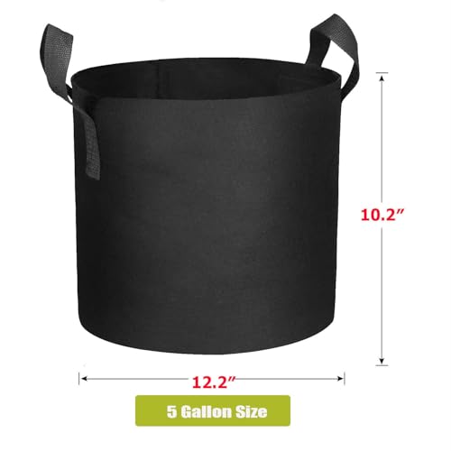 Cavisoo 24-Pack 5 Gallon Grow Bags, Heavy Duty Thickened Non-Woven Plant Fabric Pots with Reinforced Handles - size: 5 Gallon
