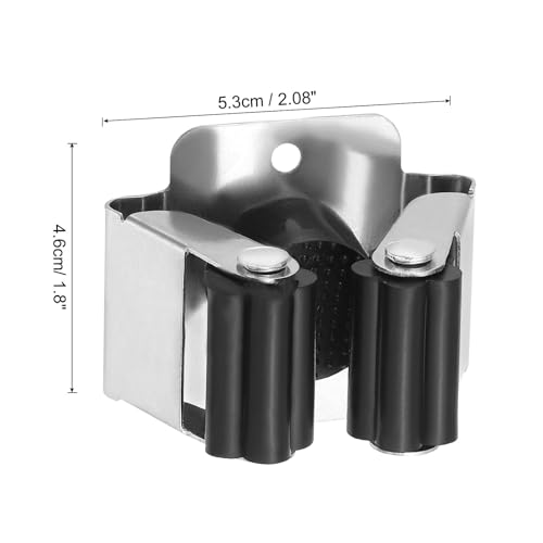 PATIKIL Broom and Mop Holder, 12 Pack Wall Mounted Stainless Steel Mop Hanger Heavy Garden Tool Organizer Rack Hanging Clips with Screws for Home Garage, Black - color: Black