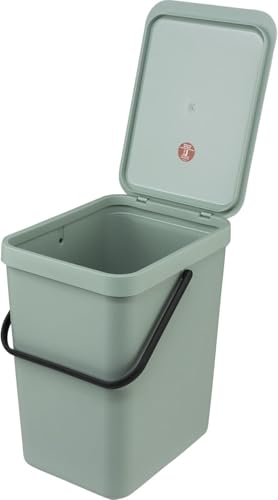 Brabantia Sort & Go Kitchen Recycling Bin | M / 6.6 Gal / 25L | Jade Green | Removable Stay-Open Lid, Carry Handle | Trash Can for Bottles, Cans, Paper, Glass | Wall-Mounting Bracket Sold Separately - color: Jade Green, size: 1x 6.6 Gal / 25L