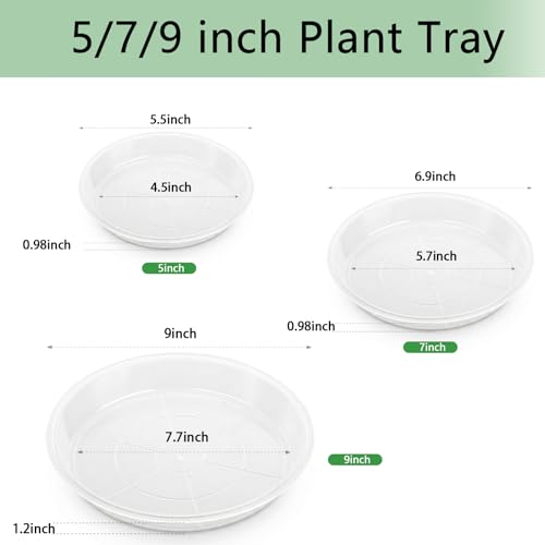 6Pack Plant Saucer, 3 5 7 9 11 13 15 17 19 21 in Plastic Plant Tray - size: 5 7 9 Inch