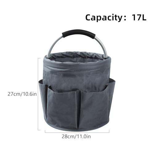 Klmnop Garden Tool Bag, Foldable Gardening Bags for Tools, Garden Tool Organizer with 6 Pockets, Garden Tote Bag for Indoor and Outdoor Use(Grey) - style: Grey