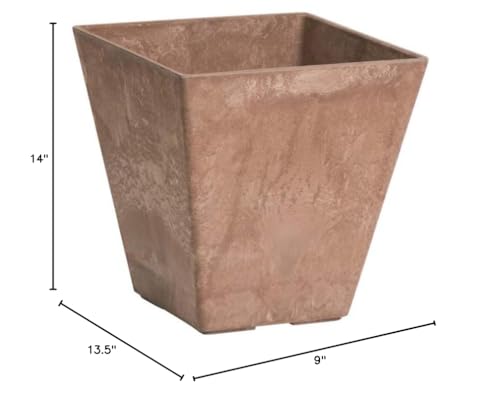 Novelty Artstone 35149 Ella Square Planter, Rust - color: Rust, size: 13.5" L x 13.5" W x 14" H