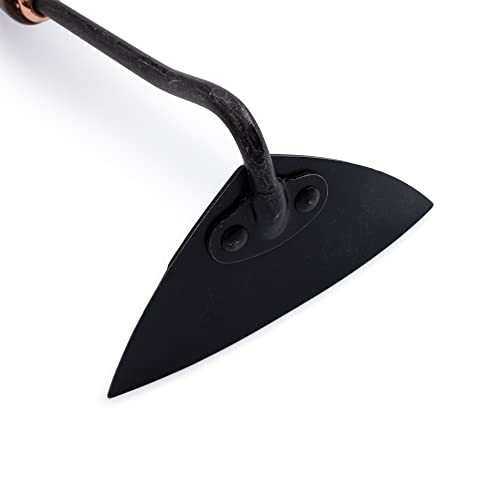 Barebones Triangle Hoe - Stainless Steel Hoe - Japanese Gardening Tools for Weeding, Long Handle and Hand Hoe (Walnut/Black) - color: Walnut/Black, size: Triangle Hoe