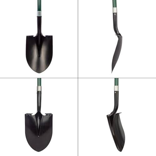 VNIMTI Heavy Duty Gardening Shovel, 56 Inch Round Blade with Fiberglass Handle (Green) - color: Green