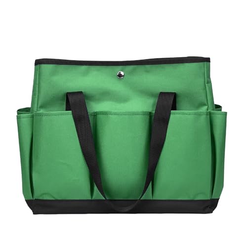 Garden Tool Bag with Interior Exterior Side Pockets, Gardening Tote Bag for Garden Plant Tool Set Store Content Bag, 8 Storage Pockets (Green) - color: Green