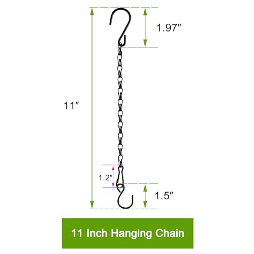 Chain for Hanging Plants,11 Inch Black Hanging Chain, Small Hanging Basket Chain Kits with Hooks for Bird Feeder Hanging Basket Extender Porch Wind Chime (Black, 11 Inch-12PCS) - color: Black, size: 11 Inch-12PCS