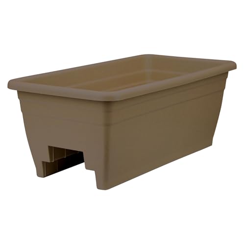 The HC Companies 24 Inch Deck Rail Flower Planter Boxes, Chocolate, 4-Pack