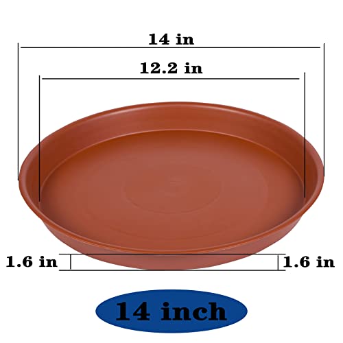 2 Pack of Bird Bath Bowl 14 inch, 1.6" Depth, 12 14 16 18 19 inch Heavy Duty BirdBath Bowls only, Plastic Round Large Plant Saucer Dish for Garden (14", Terracotta) - size: 14" (2 pack)