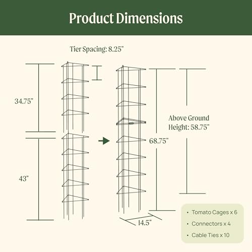 Vego 3-Panel Tomato Cage for Garden & Pots, Rust-Resistant Tomato Stakes Plant Cage Trellis Support for Climbing Vegetables Plants - 14.5" Triangle 3 Pack - size: 14.5 inch
