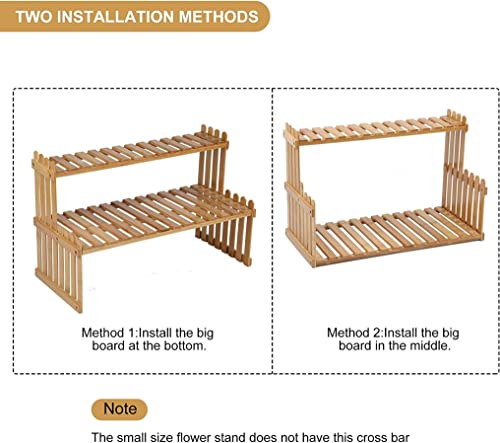 GURECOD 2 Tiers Bamboo Plant Stand Shelf, 18.5" Length - size: 18.5" Length