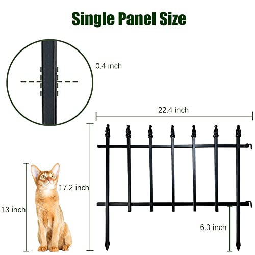 Thealyn 18"H x 22"W Decorative Metal Garden Border Fence, 5 Panels, 9.17Ft - color: Black, size: 18″ H x 9.17 ft (5 Panels)