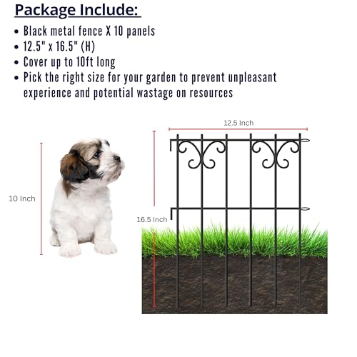 ShopLaLa Garden Fence Animal Barrier (10 Panels) 12x16.5in Black Dog Fences - size: Black x 10