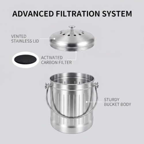 1.3 Gal Kitchen Countertop Compost Bin Countertop Composter