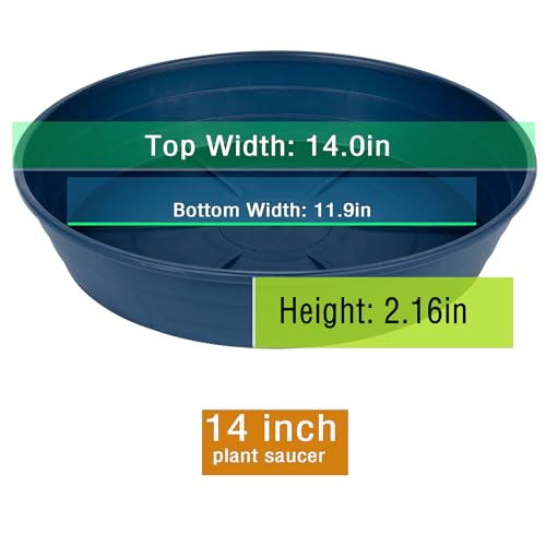 LWALRS Plant Saucer 14 Inch 2 Pack 6 8 10 12 14 16 18 20 25, Plastic Plant Trays for Pots,Extra-Deep Plant Water Dray Tray, Bird Bath Bowl, Heavy Flower Plant Saucers Indoors and Outdoor No Holes - color: Blue, size: 14in (2 Pack)