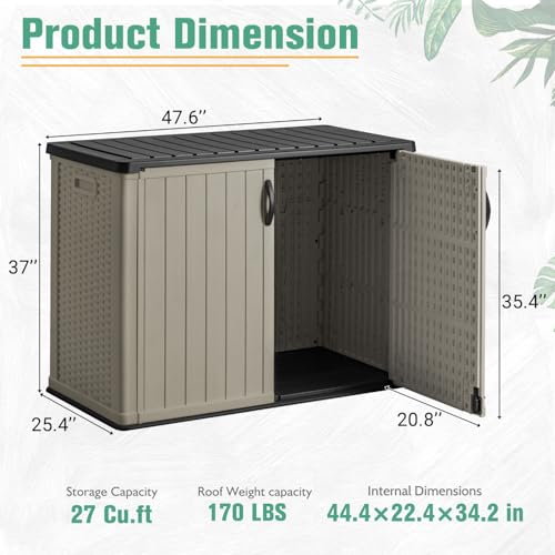 Greesum 26 CUFT Outdoor Storage Cabinet with 2 Lockable Doors, Beige - color: Beige, size: 26 CUFT / Classic