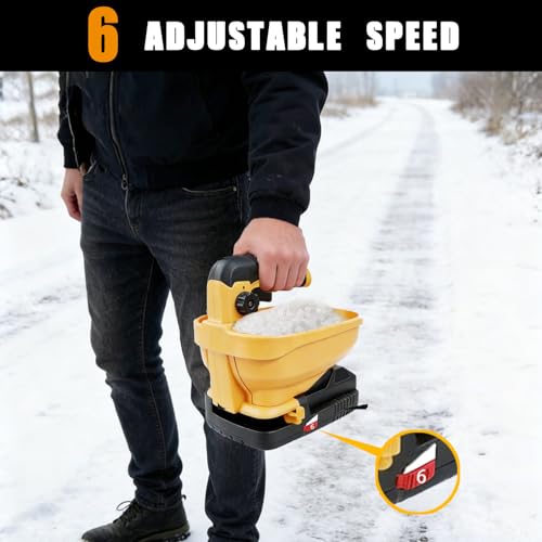 Handheld Power Seed Spreader Compatible with Dewalt 20V Battery, Fertilizer Spreader with 3L Hopper, 125°Adjustabl Opening, Available Year-Round for Grass Seeds, Rock Salt(NO Battery)