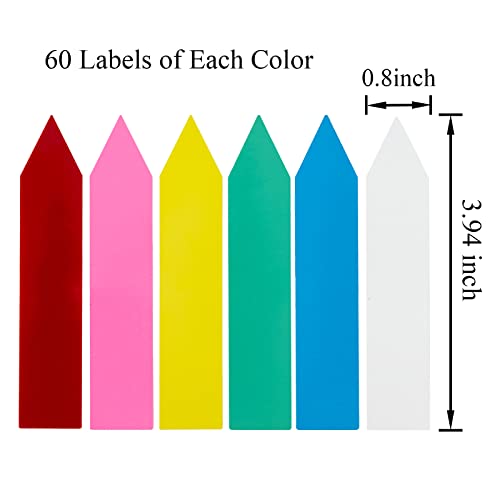 Crafjie 360 Pcs 4 inch Plastic Plant Nursery Garden Labels 6 Colors Pot Marker Garden Stake Tags Waterproof Plant Markers, Plant Labels for Seedling Garden Markers Tags, Vegetable Gardening Tags